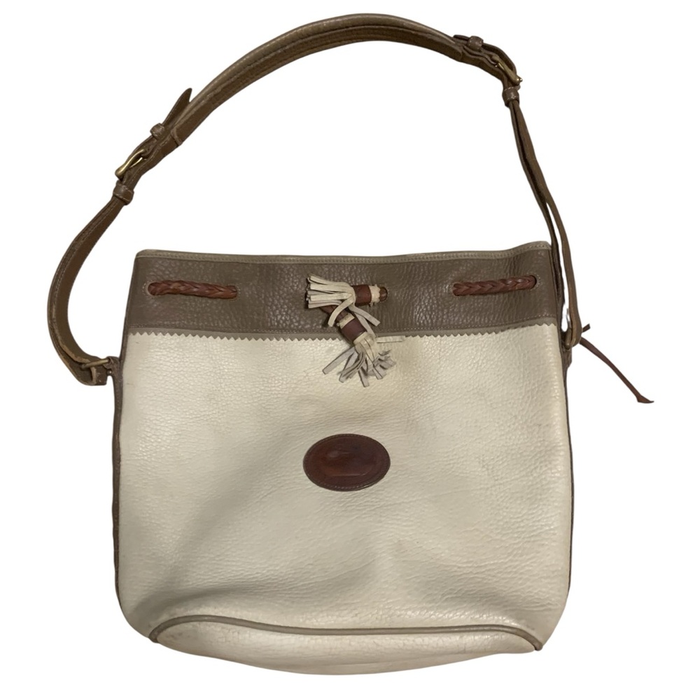 Vtg Dooney &‎ Bourke Cream Bucket Leather Bag